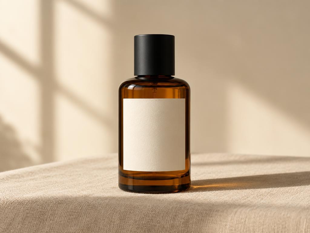 A single cologne bottle standing alone